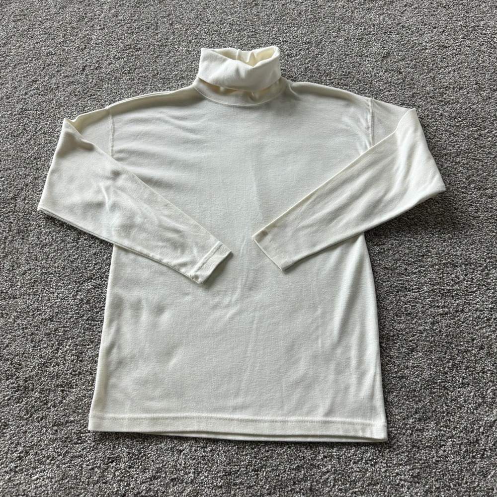 Capezio Shirt Womens S White Turtleneck Long Sleeve Jersey Basic Layering Top